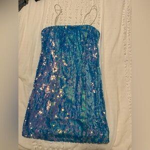 Forever 21 Blue Sequin Bodycon Mini Dress